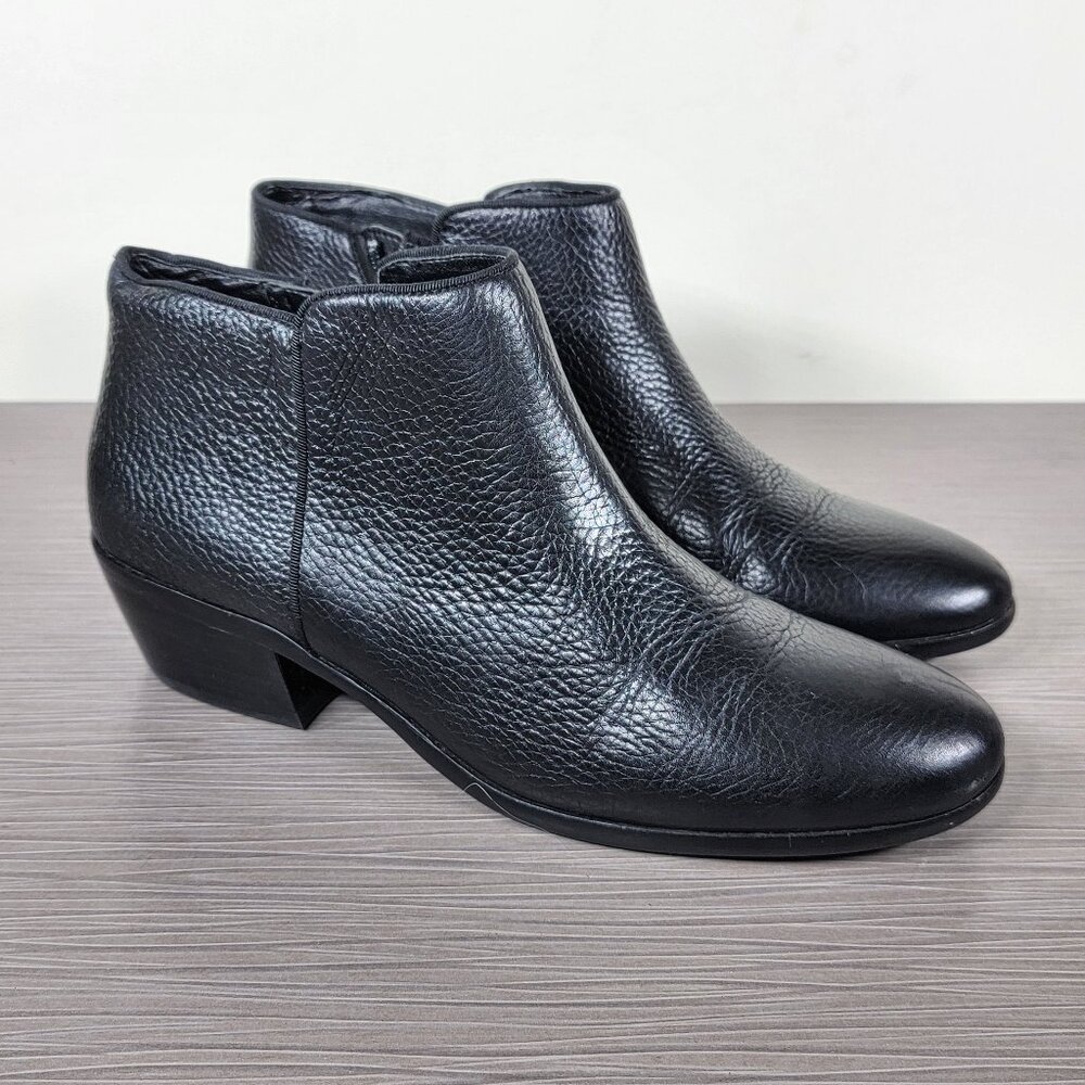 Sam Edelman Petty Chelsea Boot, Black Pebbled Leather, Womens Size 8.5 M / 38.5